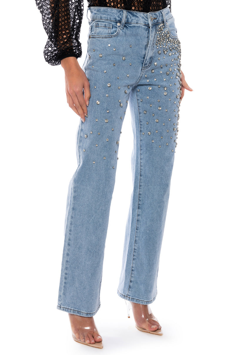 RILEE EMBELLISHED STRAIGHT FIT JEANS