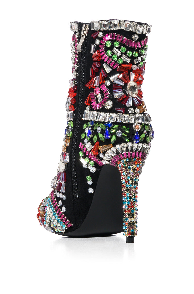 AZALEA WANG HOLLY EMBELLISHED BOOTIE IN MULTI