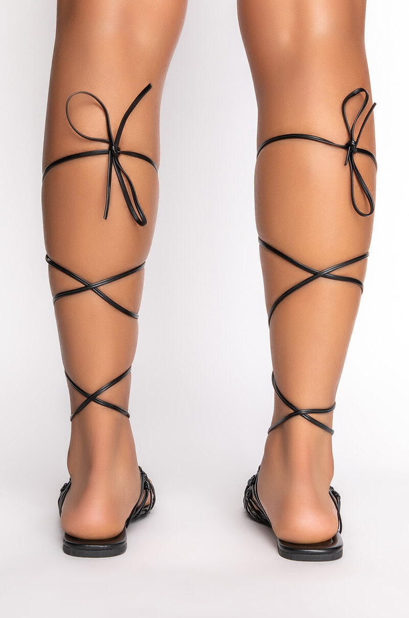 AZALEA WANG TAKE ME ON A VACATION FLAT SANDAL IN BLACK