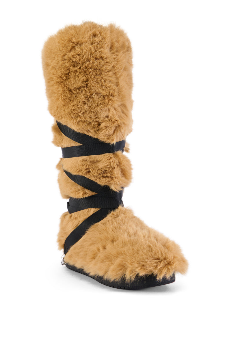 AZALEA WANG TZILA TAN FUR FLAT BOOT