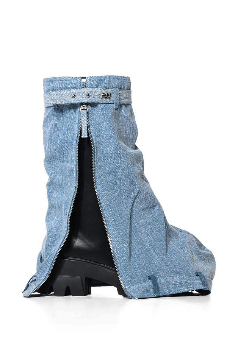 AZALEA WANG ANGELA FOLD OVER PLATFORM BOOT IN DENIM