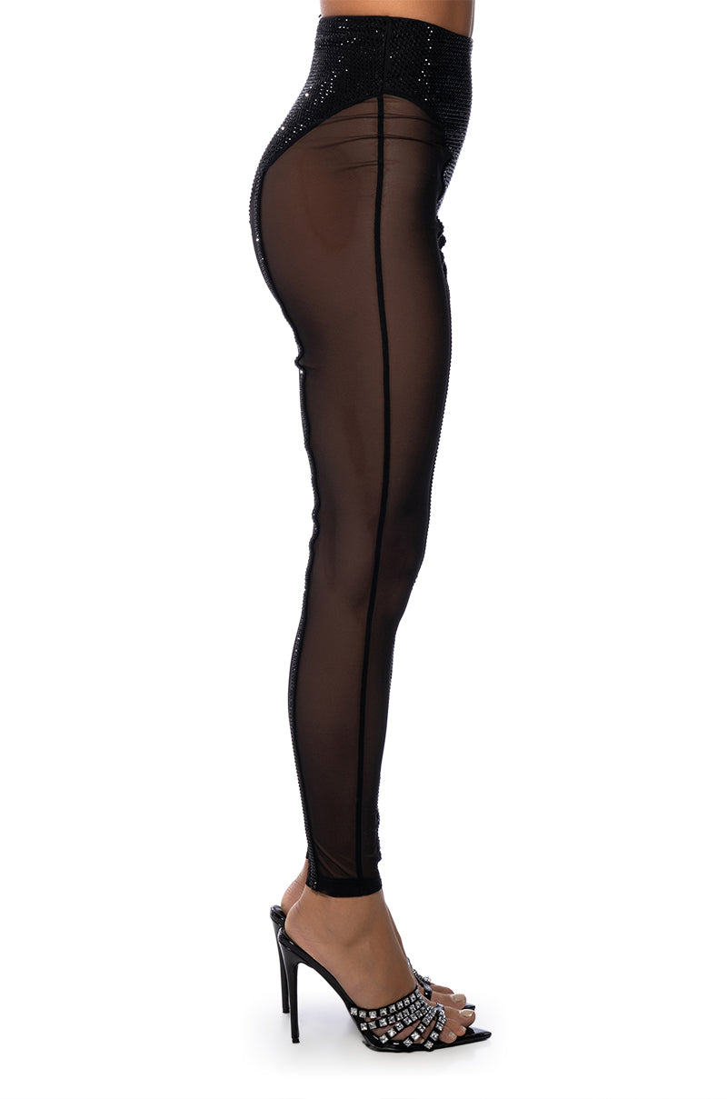 DYNAMITE EMBELLISHED HIGH WAIST MESH LEGGING