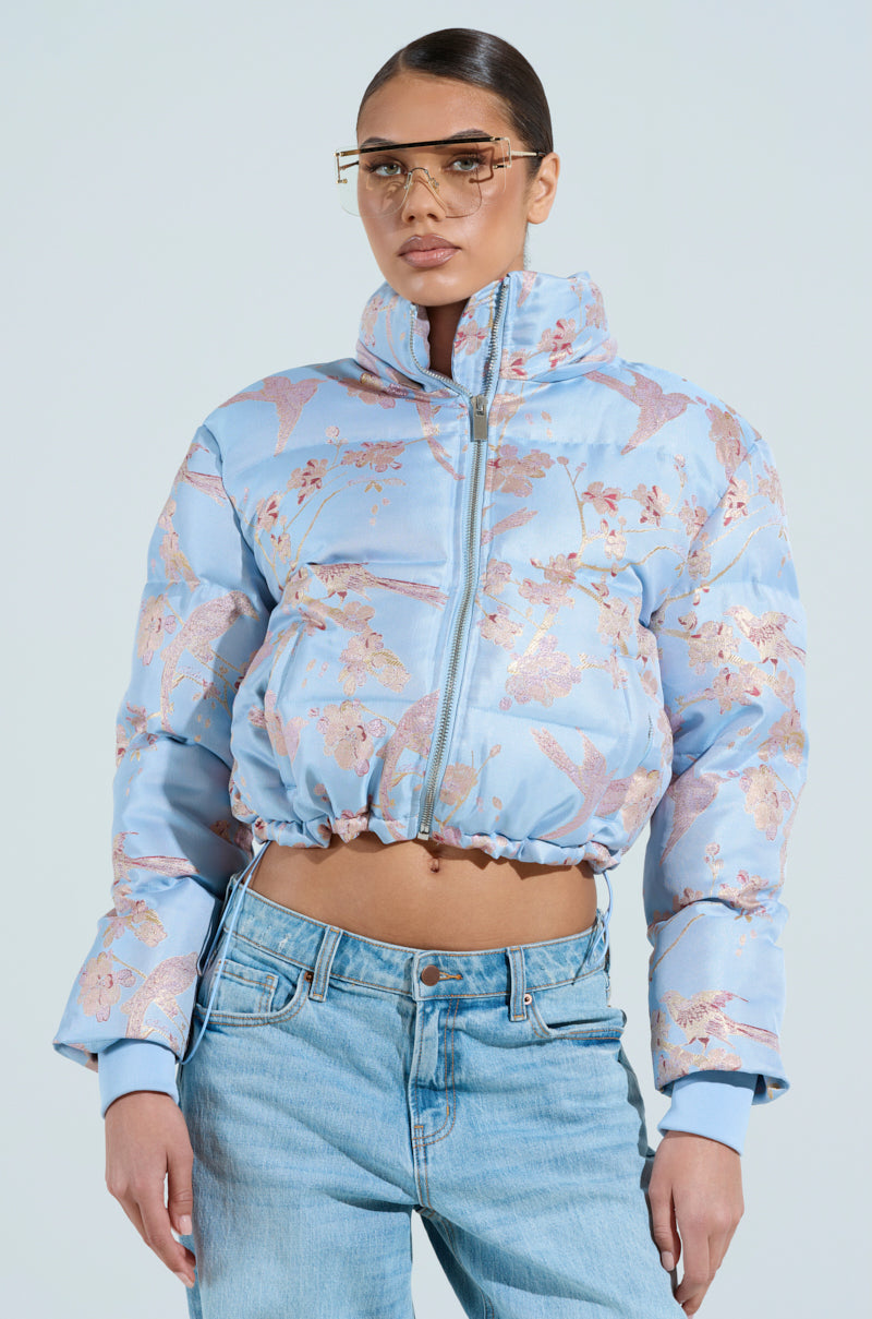 WINTER BLUES BROCADE PUFFER