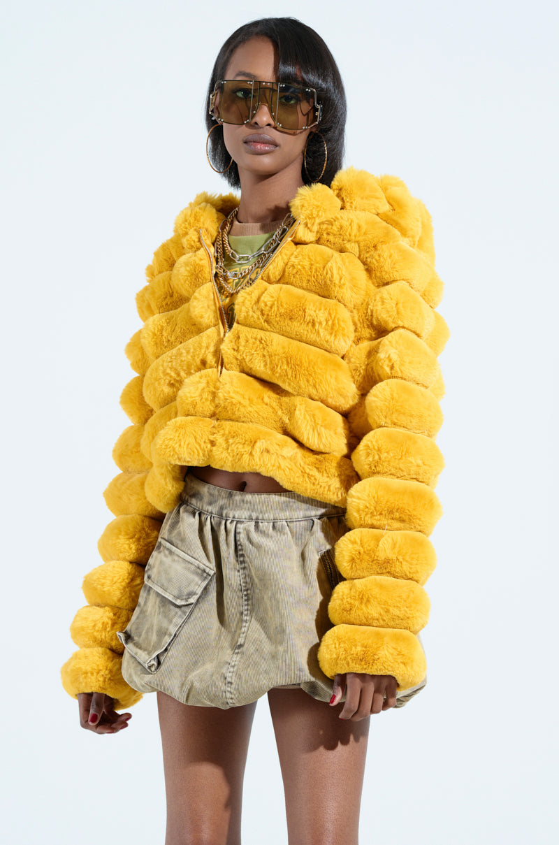 POPCORN FAUX FUR IN YELLOW