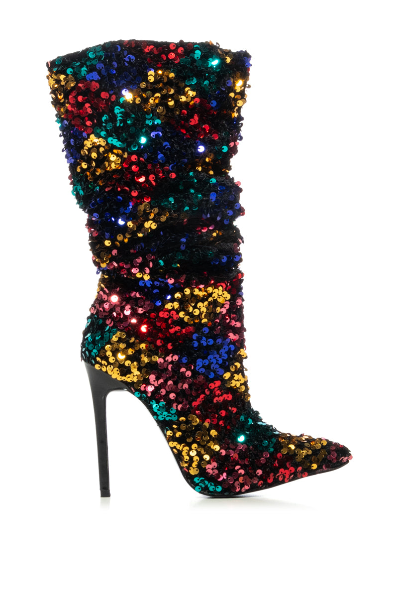 AZALEA WANG JIMENA MULTI SEQUIN STILETTO BOOT