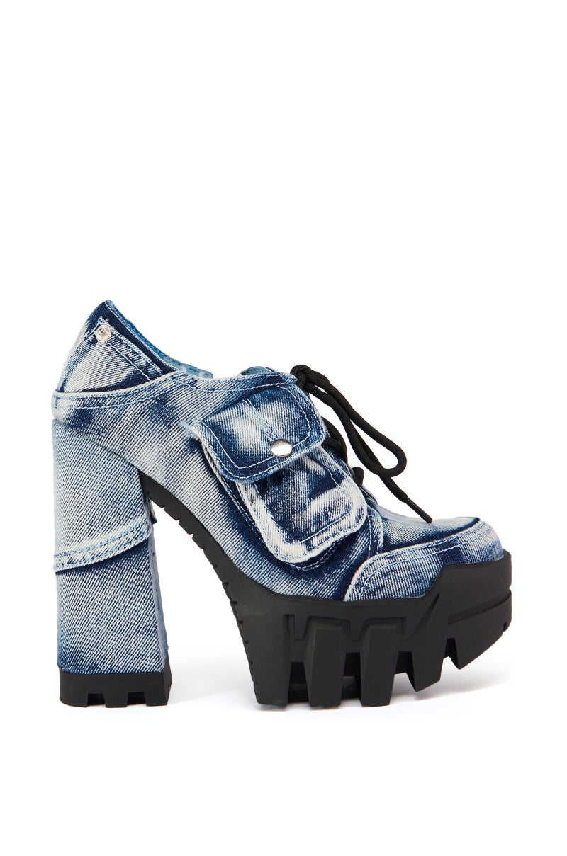 AZALEA WANG GALIDO DENIM CHUNKY PUMP