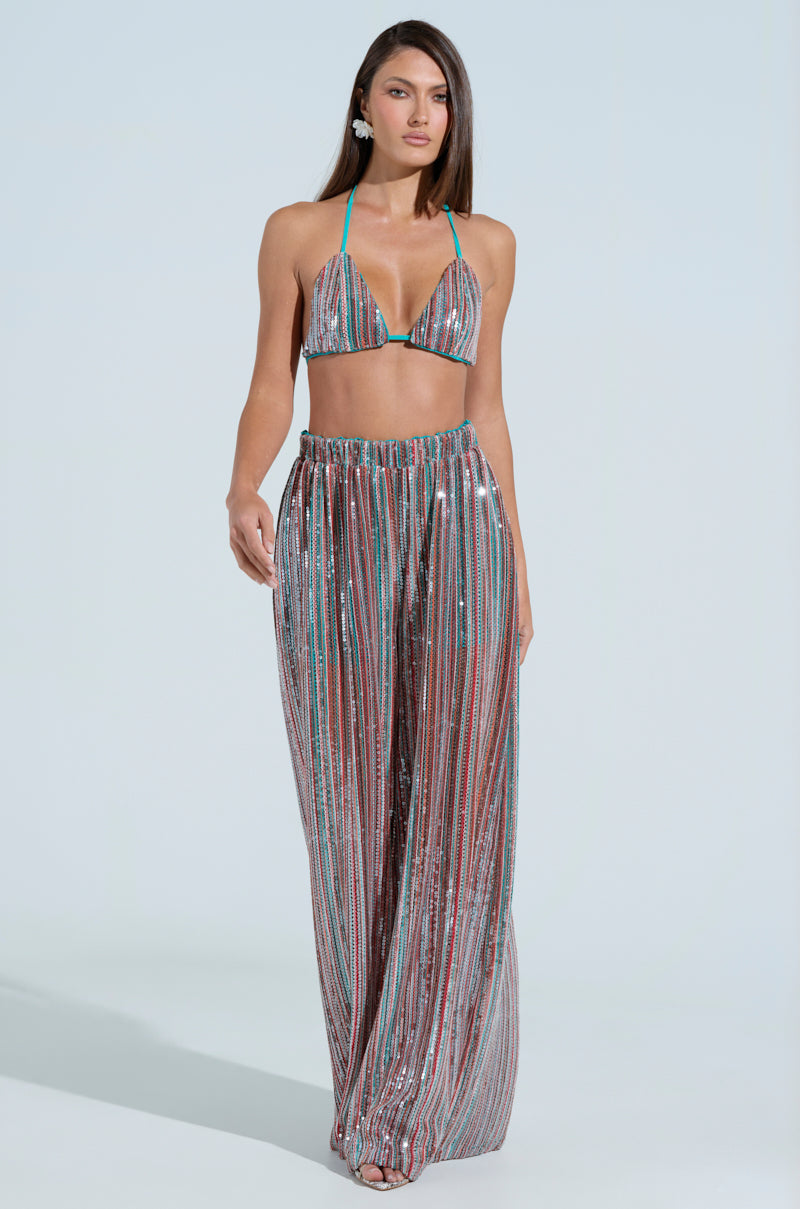 TAYLOR SEQUIN WIDE LEG PANTS