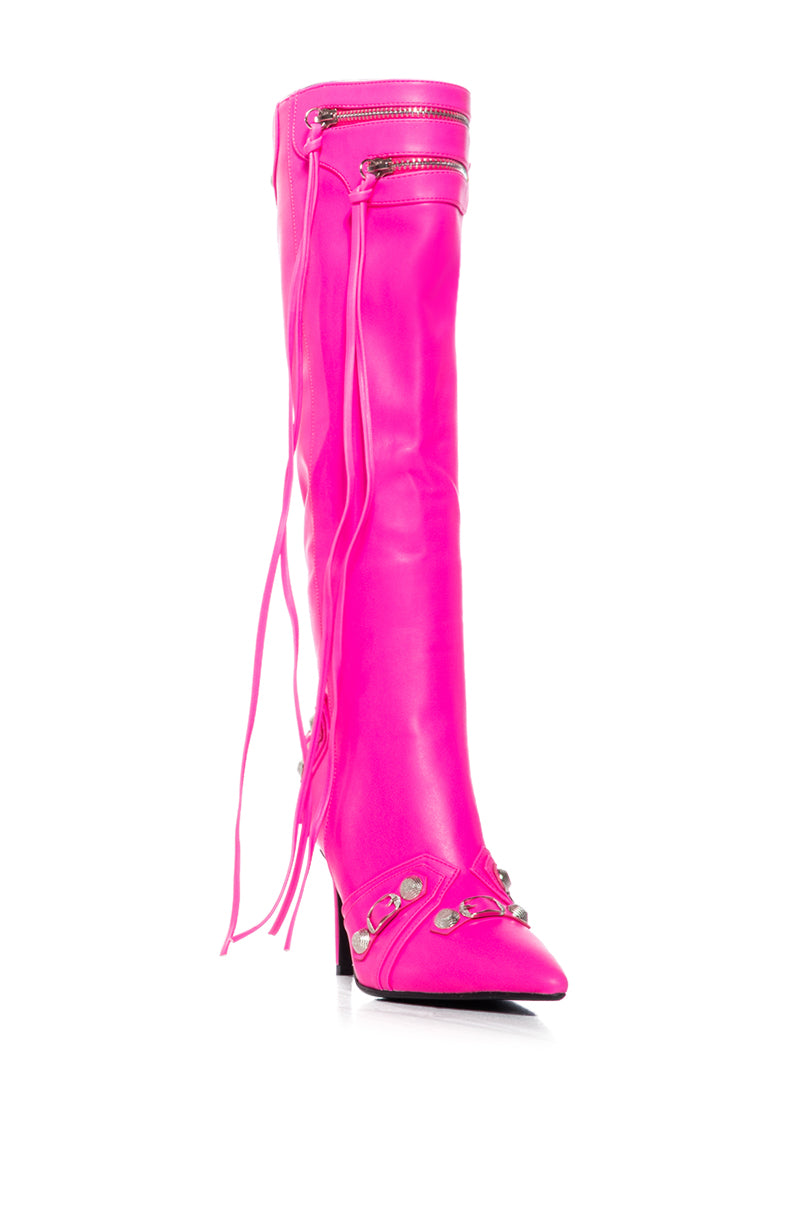 AZALEA WANG MAEVE HOT PINK BOOTIE