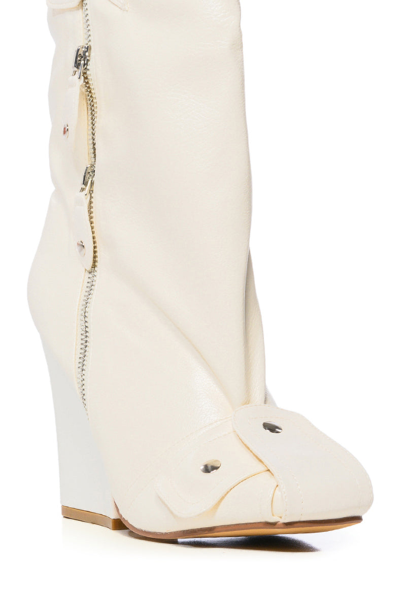 AZALEA WANG MAYU INDUSTRIAL LOOK BOOTIE IN CREAM