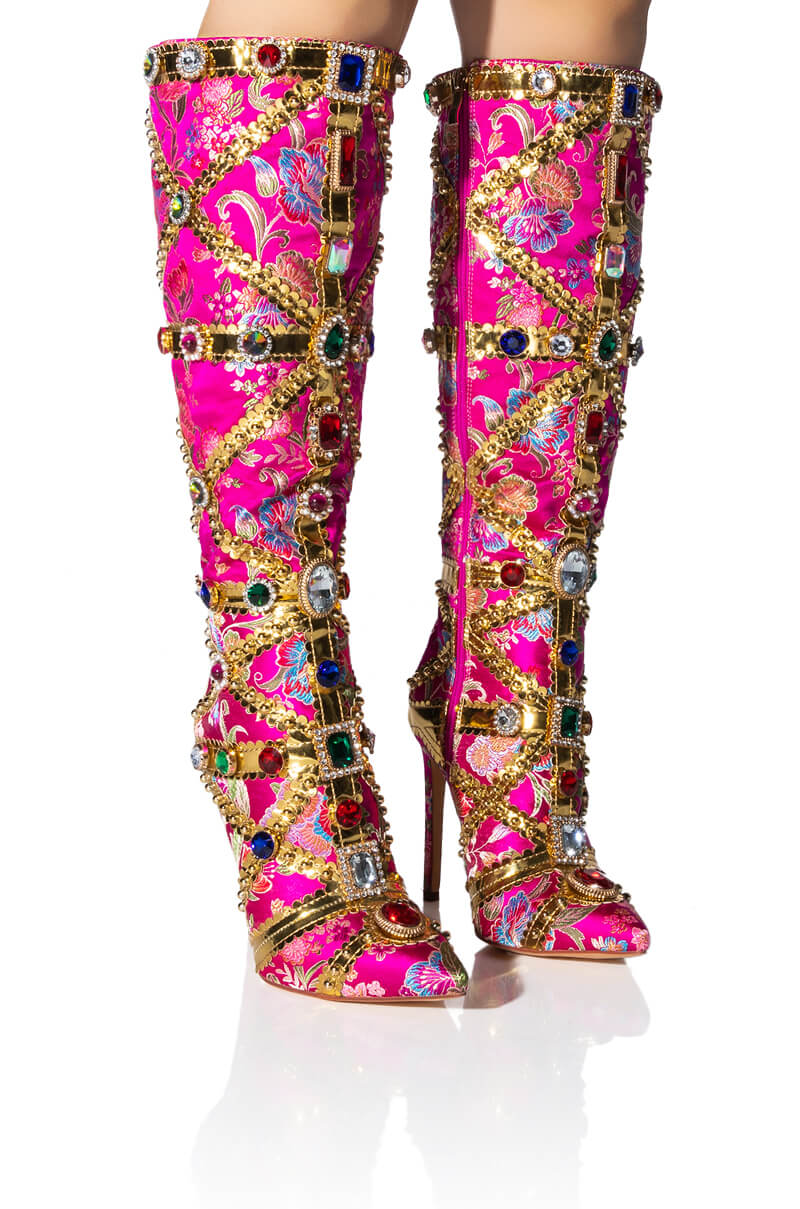 AZALEA WANG CONFIDENT EMBELLISHED BOOT IN PINK