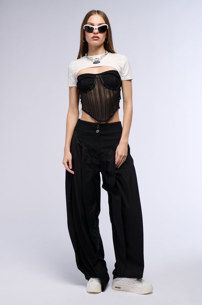 AMBER WIDE LEG PLEATED TROUSER PANT