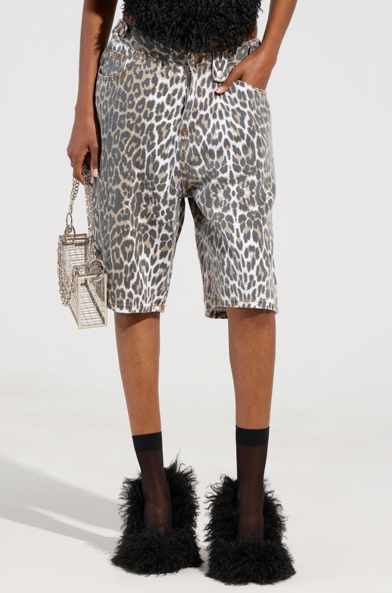 RUN BABY RUN ANIMAL PRINT BERMUDA SHORT