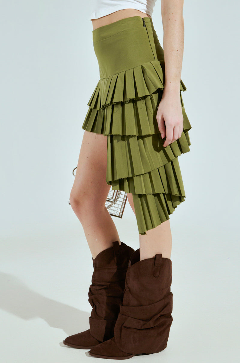 HUNTER PLEATED MINI SKIRT IN OLIVE