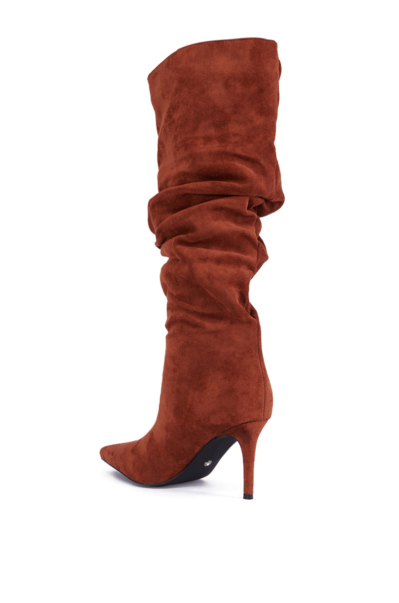 AZALEA WANG PAVETTA BROWN FAUX SUEDE SLOUCH BOOT