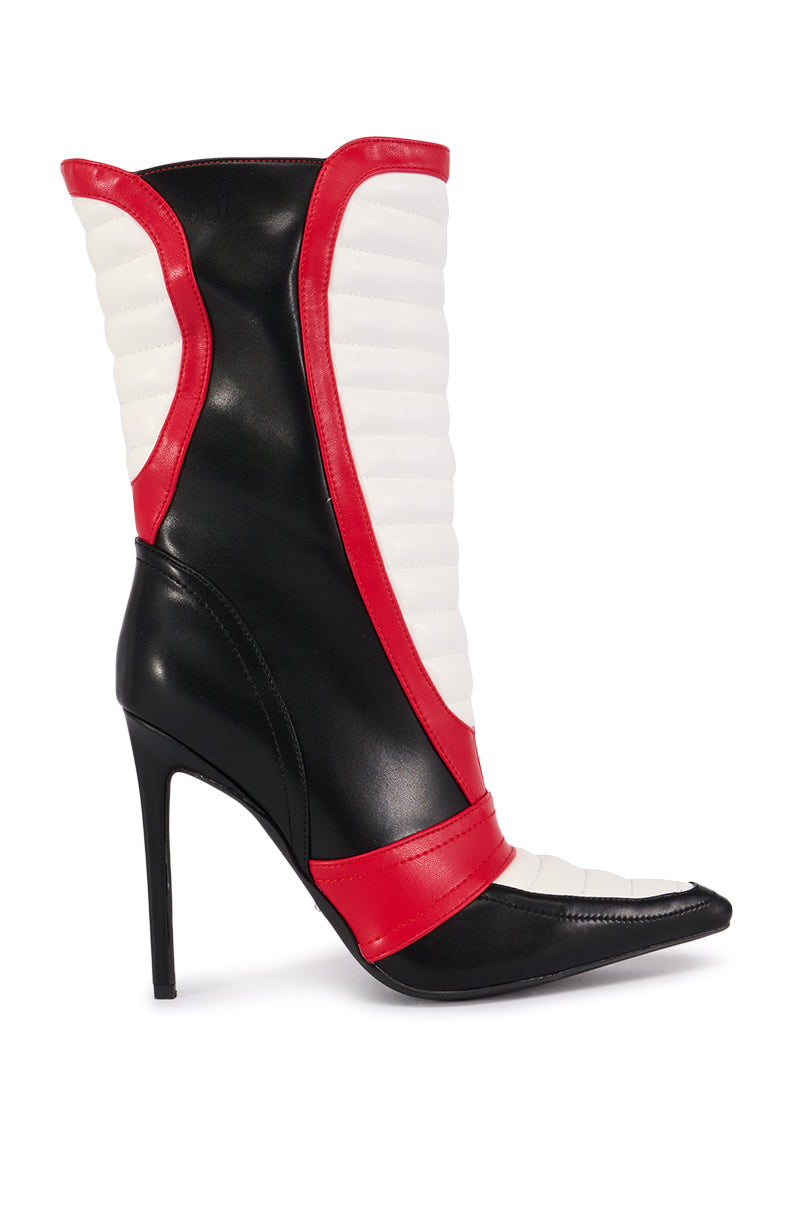 AZALEA WANG LOREDANA BLACK RACER COLORBLOCKED BOOTIE