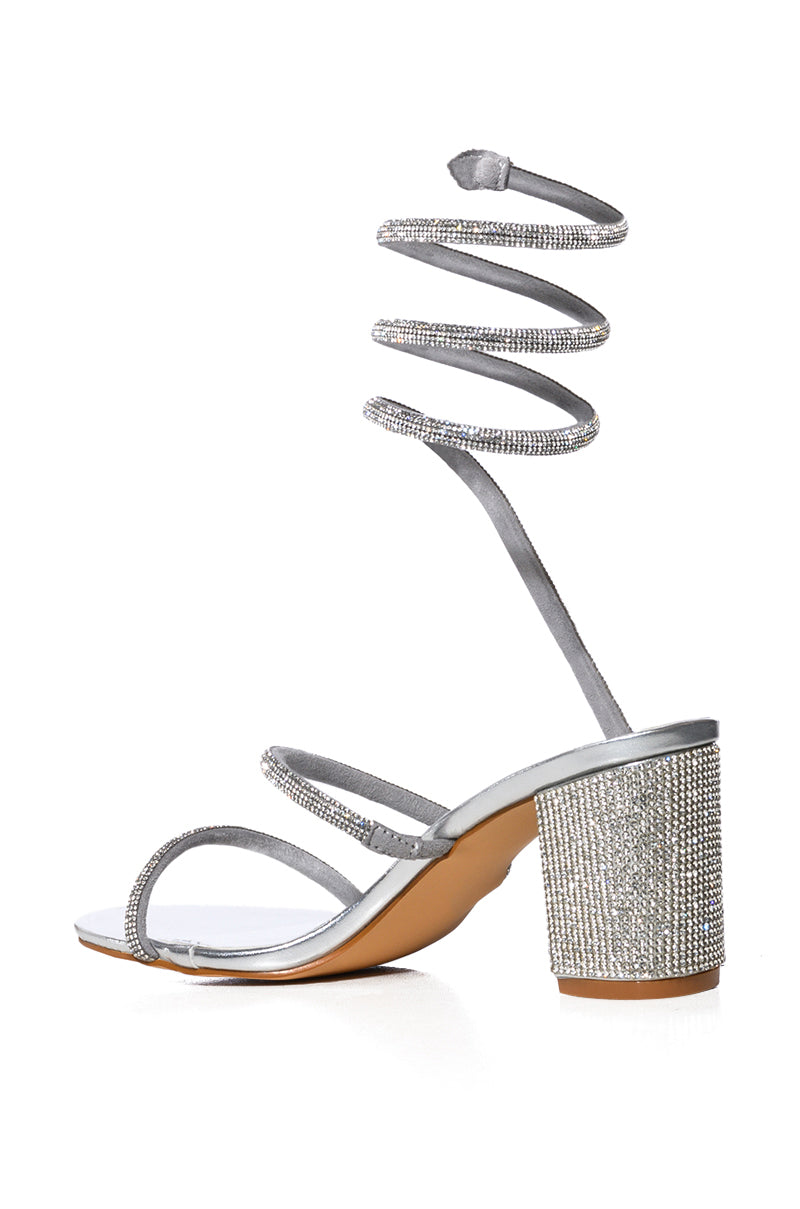 AZALEA WANG SOLEDAD EMBELLISHED COIL SANDAL IN SILVER