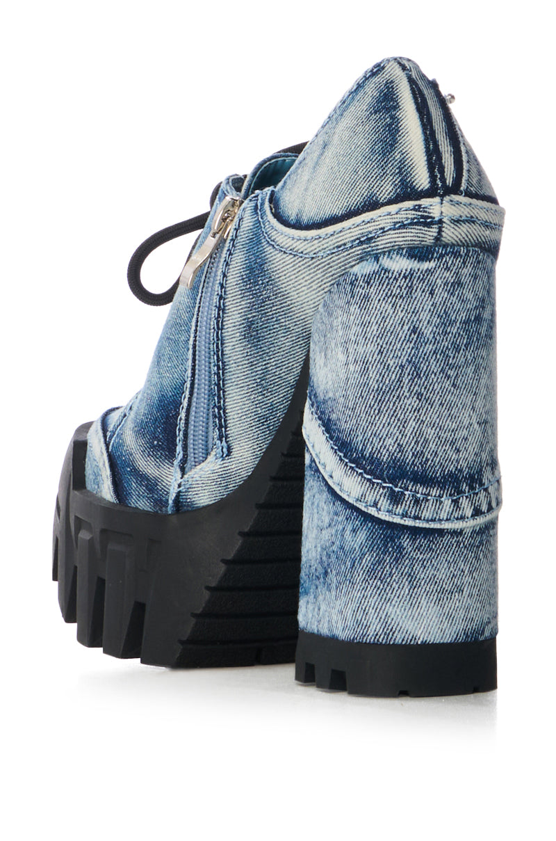 AZALEA WANG GALIDO DENIM CHUNKY PUMP