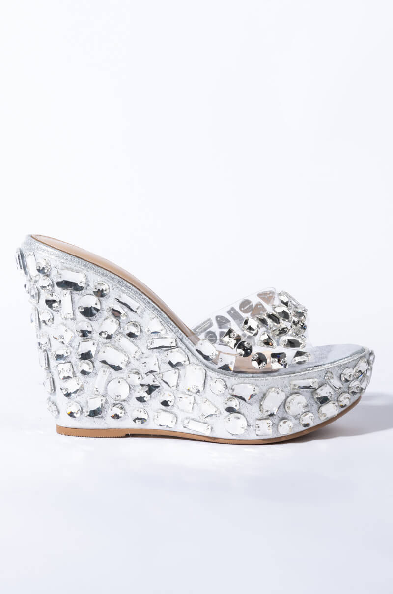 AZALEA WANG LIVING ON THE EDGE WEDGE SANDAL IN SILVER