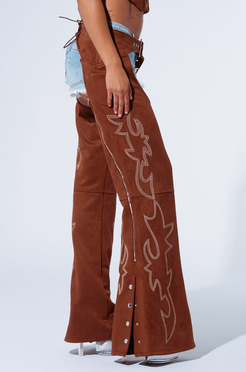 SMOKE HOUR SUEDE CHAPS IN BROWN