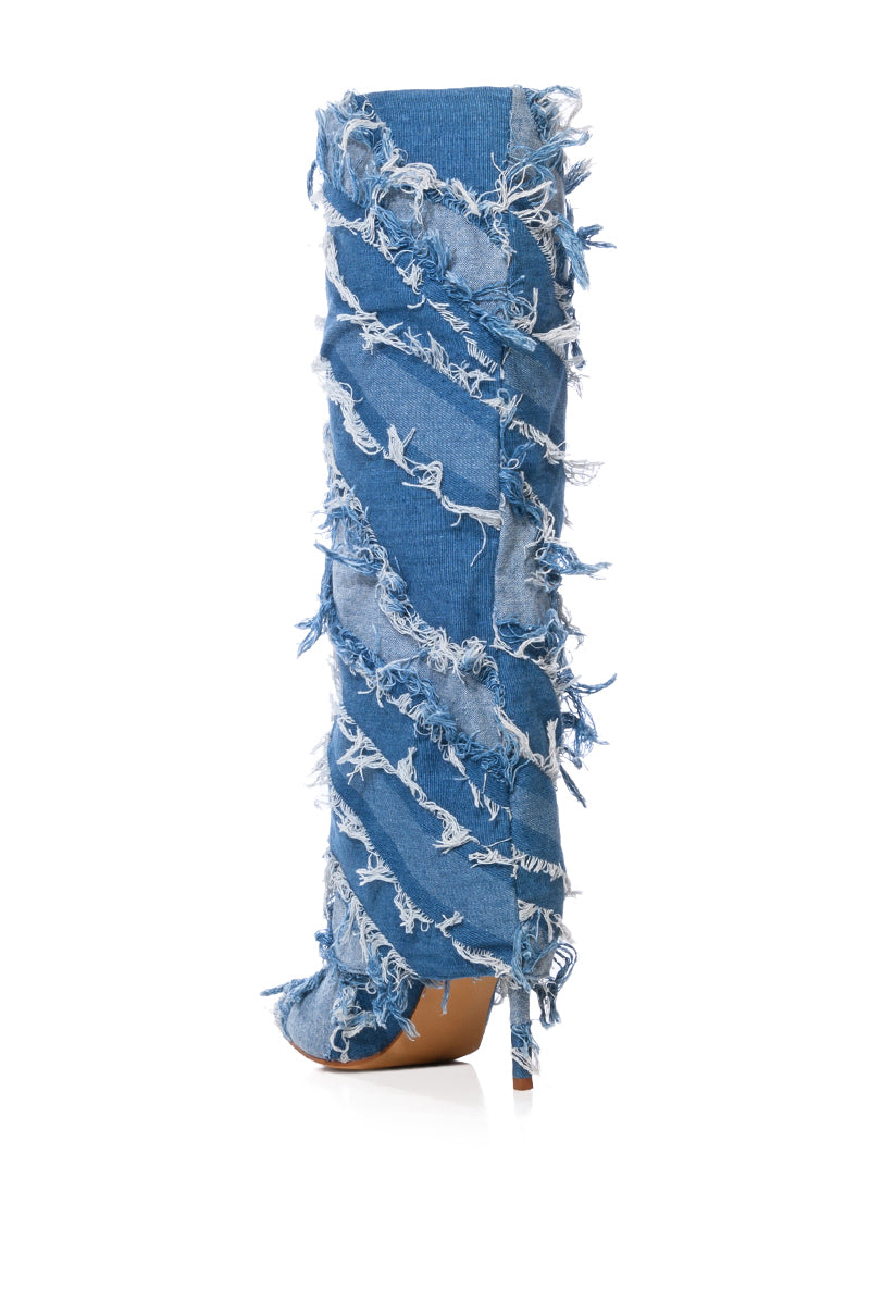 AZALEA WANG FISHER DENIM STILETTO BOOT