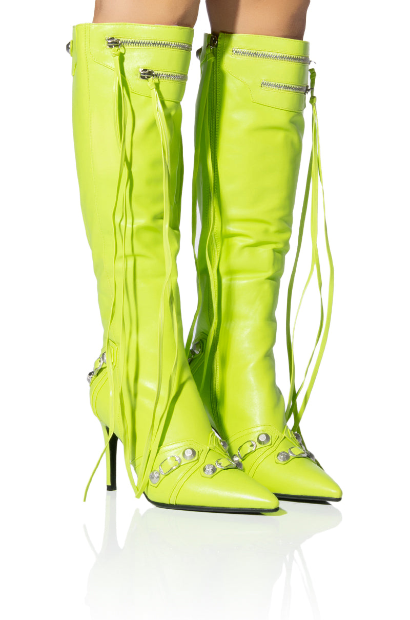 AZALEA WANG MAEVE STILETTO BOOT IN GREEN