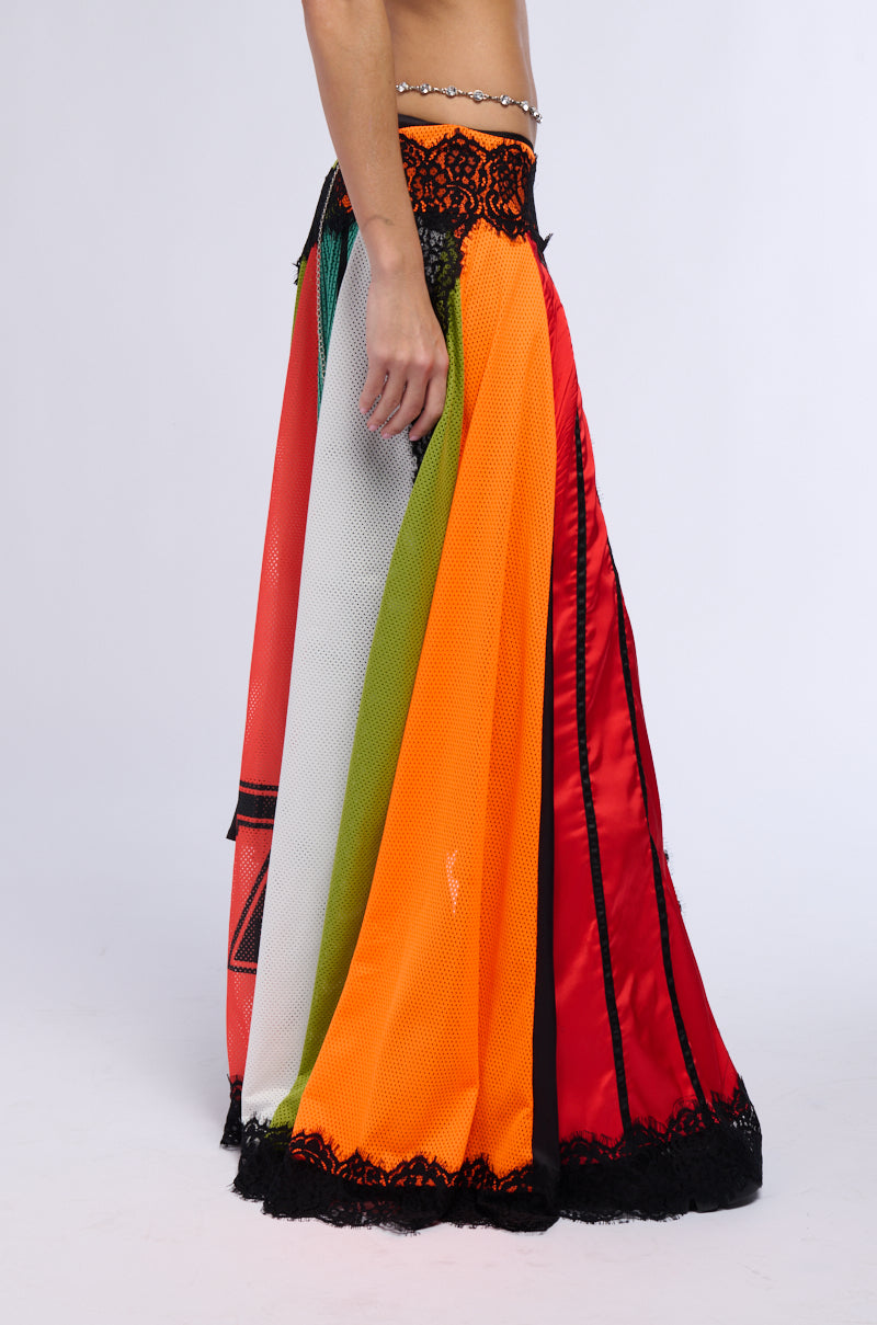 ALL OVER THE PLACE COLOR BLOCK MAXI SKIRT