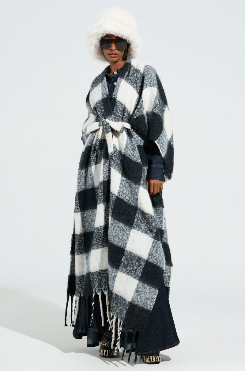 CLASSY PLAID PONCHO