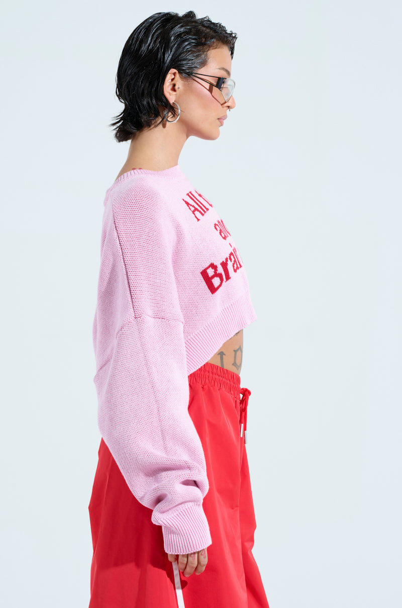 ALL THIS AND BRAINS TOO CROPPED SWEATER