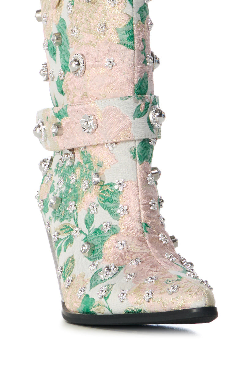 AZALEA WANG BROCADE BLUSH WESTERN BOOTIE