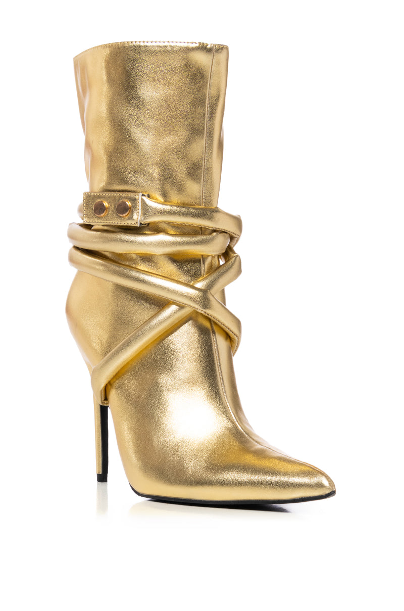 AZALEA WANG RHIANNA GOLD STILETTO BOOTIE