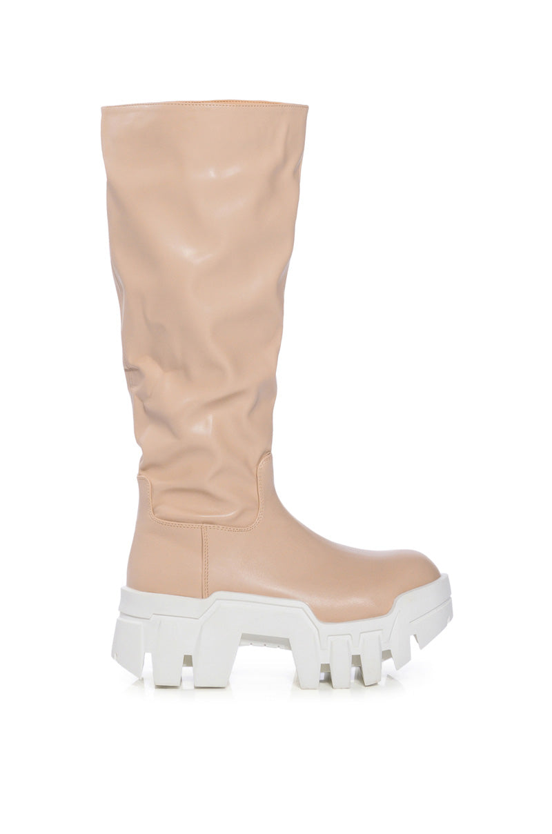 AZALEA WANG LYRICA NUDE PU CHUNKY BOOT