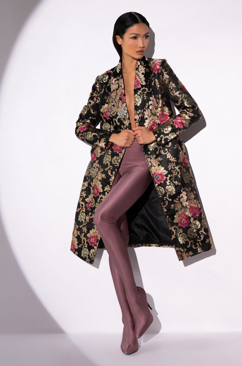 CHERRY LANE BROCADE TRENCH WITH MOHAIR FUR