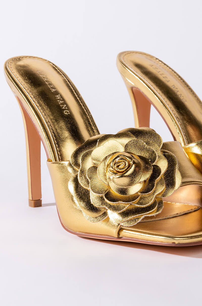 AZALEA WANG NICE GIRL STILETTO SANDAL IN GOLD