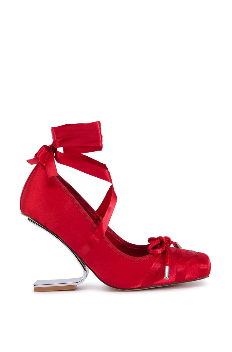 AZALEA WANG PAVARITI BALLET SWOOP HEEL IN RED