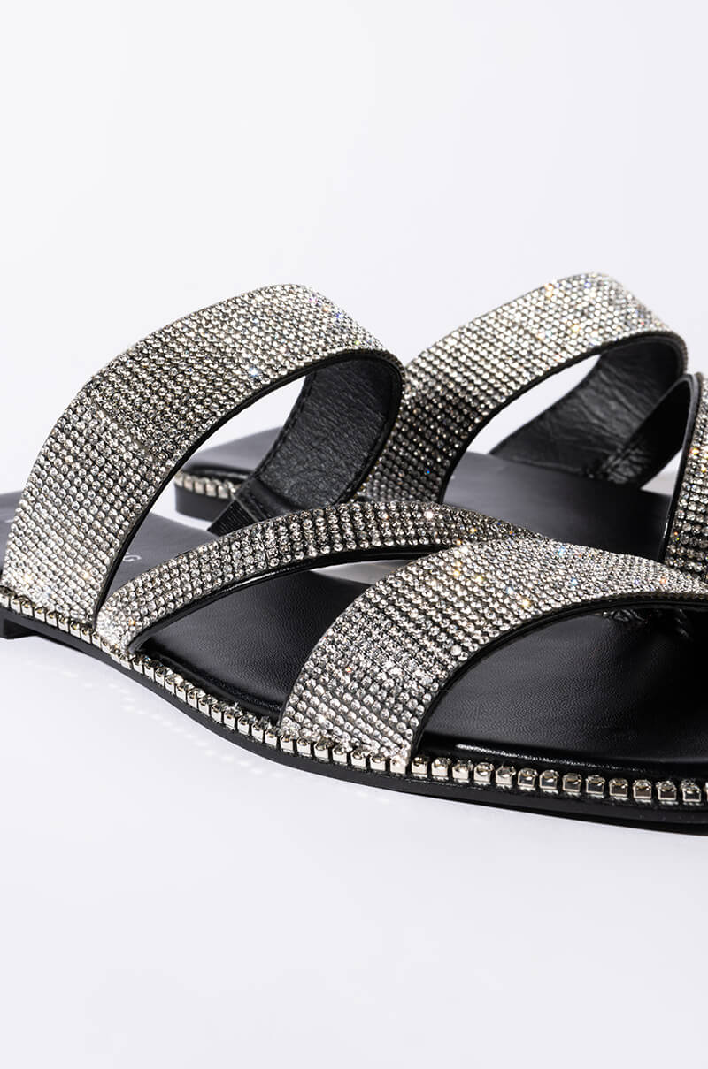 AZALEA WANG BLING ME OUT FLAT SANDAL IN BLACK