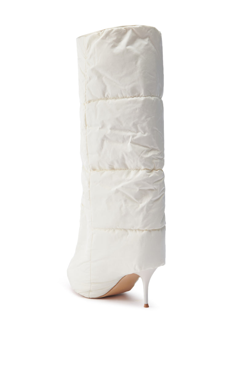 DREAMSICLE CREAM PUFFER STILETTO BOOT