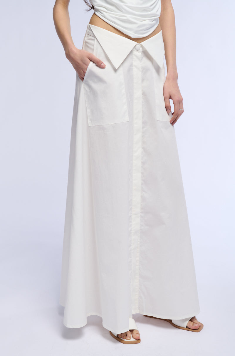 GONE GIRL FRONT BUTTON DOWN POPLIN MAXI SKIRT