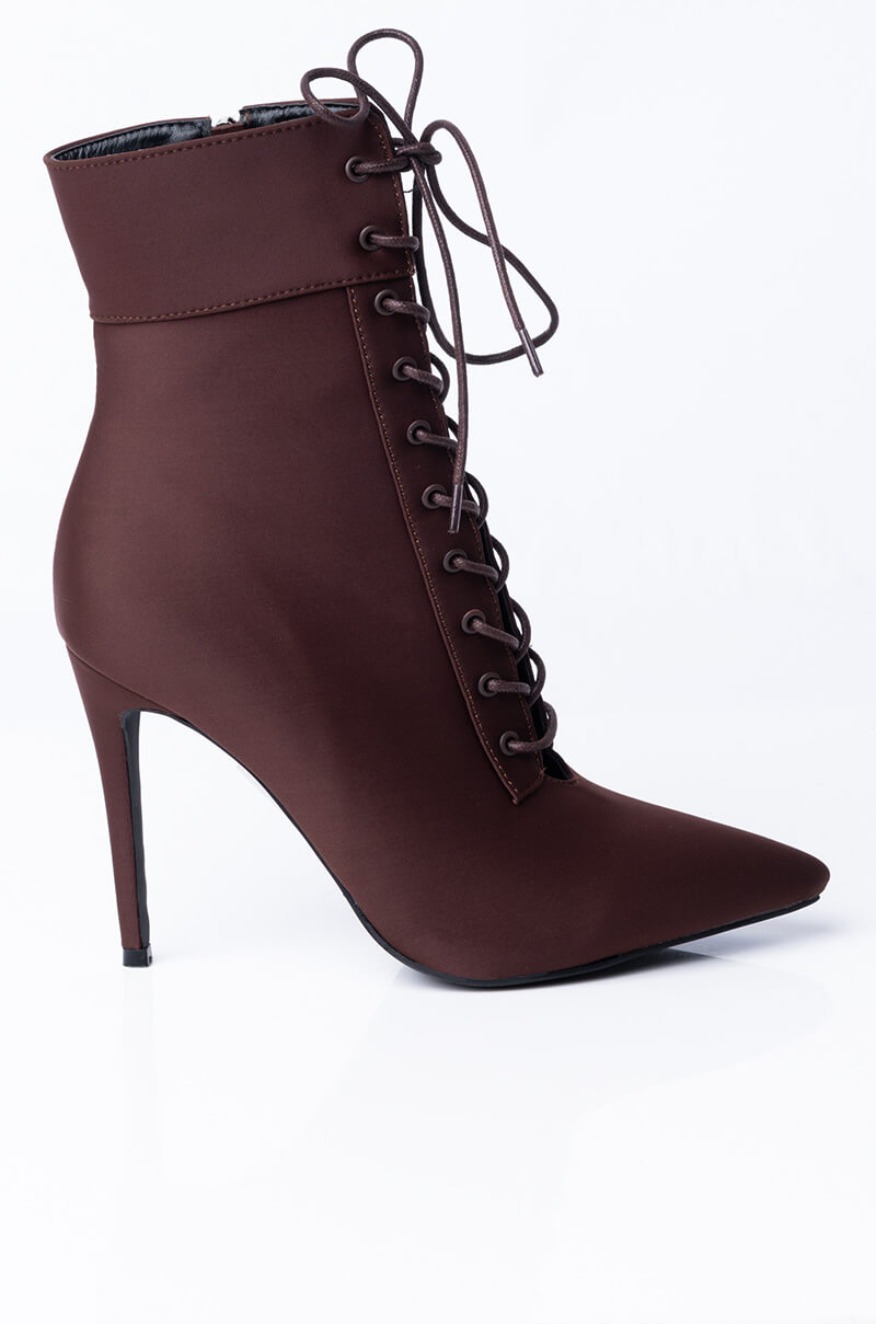 AZALEA WANG LIGHT ME UP STILETTO BOOTIE IN BROWN