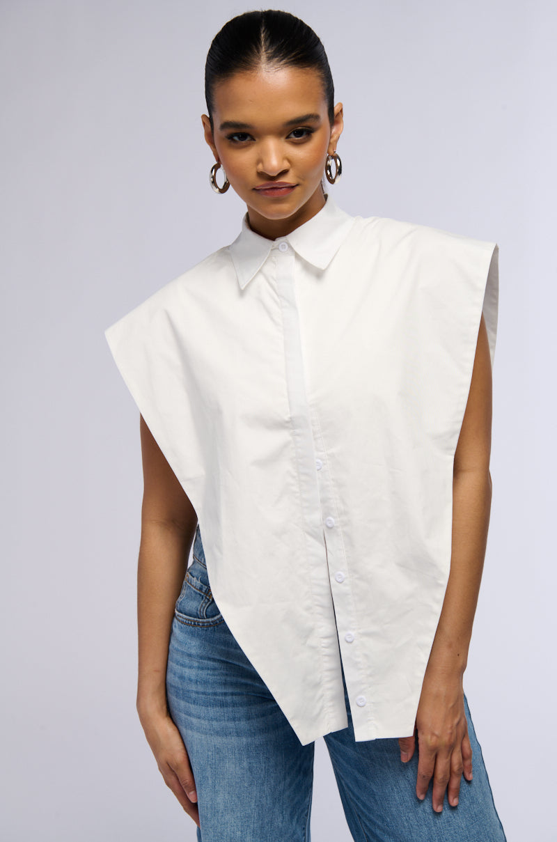 ALWAYS GIVING BUTTON DOWN POPLIN BLOUSE