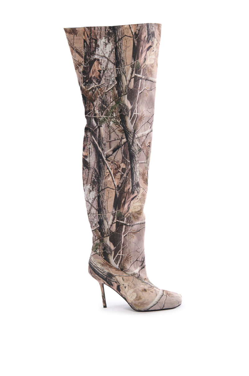 AZALEA WANG BOISTEROUS CAMO SQUARE TOE BOOT