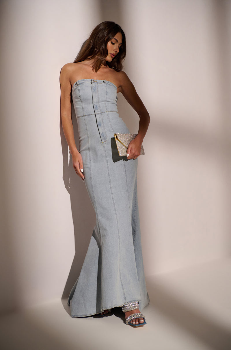 CALL ME BRITNEY DENIM MAXI DRESS