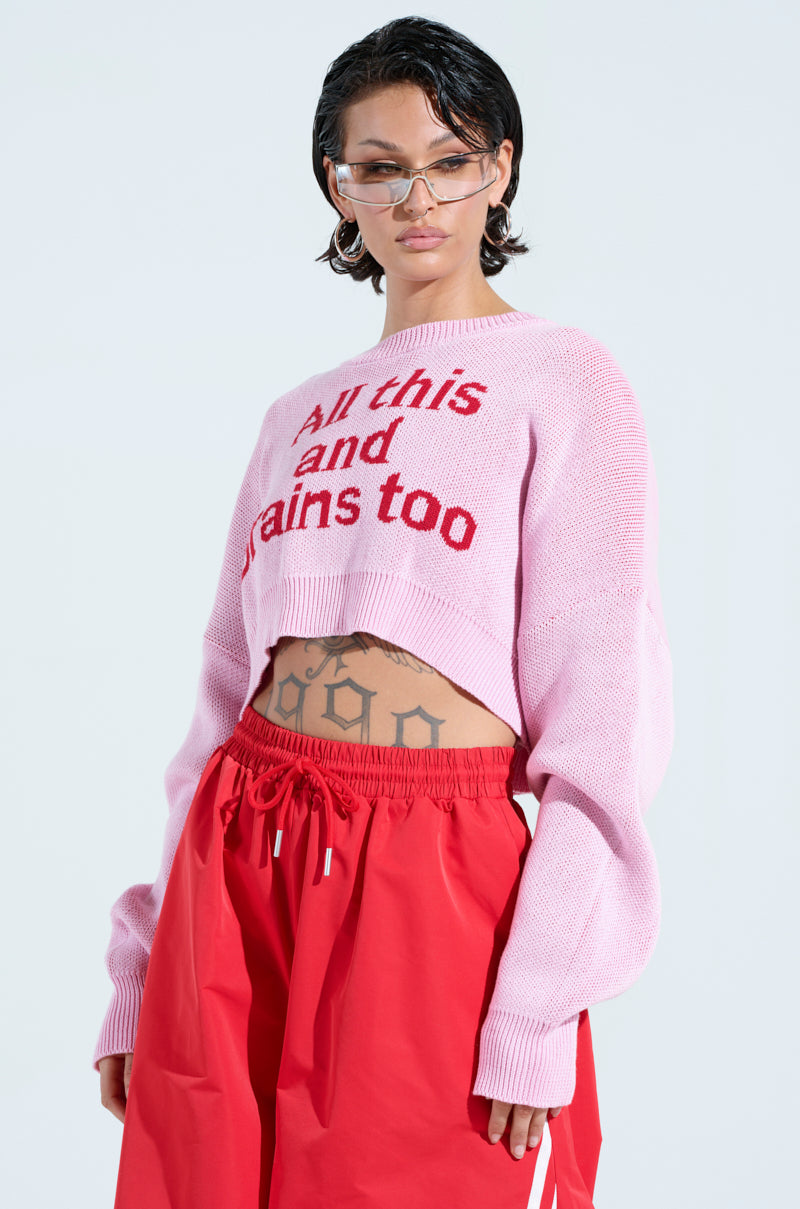 ALL THIS AND BRAINS TOO CROPPED SWEATER