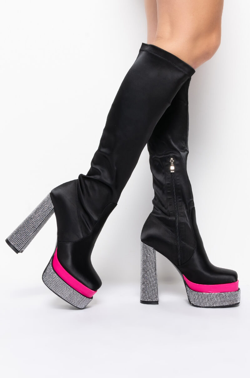 AZALEA WANG NAME YOUR PRICE CHUNKY BOOT IN BLACK