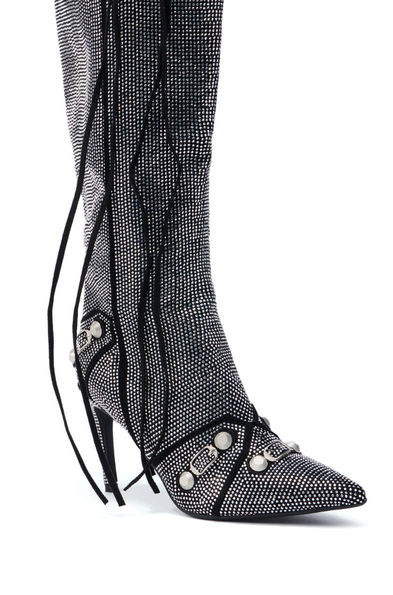 AZALEA WANG MAEVE STILETTO BOOT IN SILVER