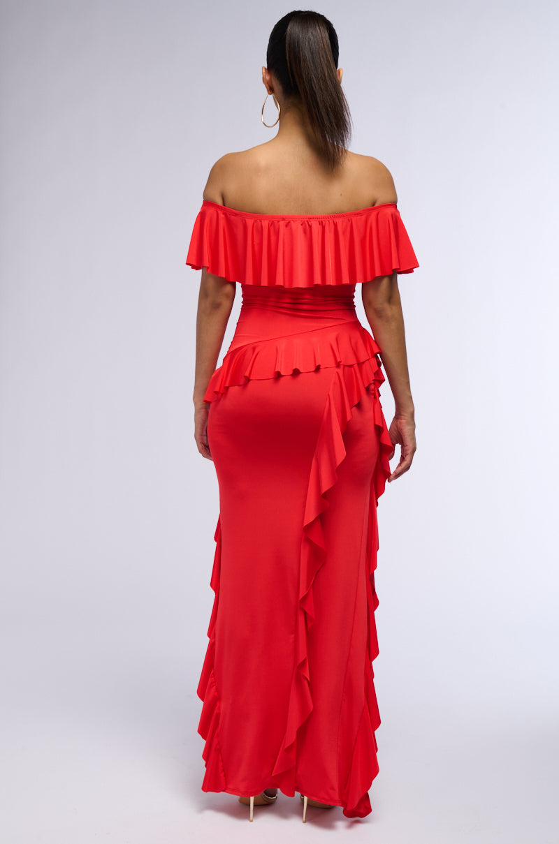 NOT THE EMOJI RUFFLE MAXI DRESS