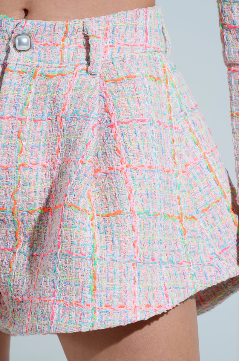 LINDEN TWEED SHORTS IN PINK MULTI