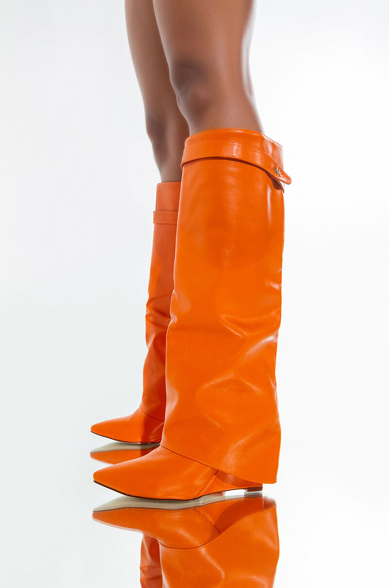 AZALEA WANG STUCK ON YOU WEDGE BOOT IN ORANGE