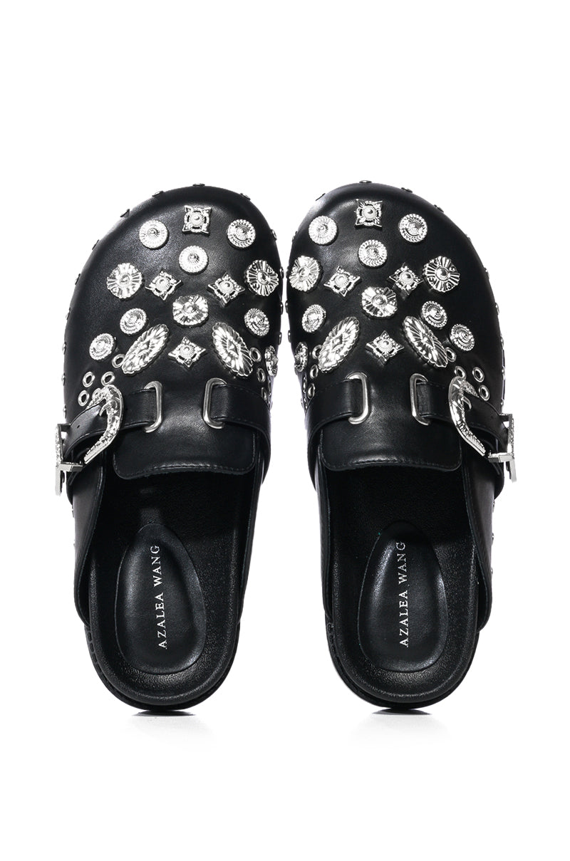 AZALEA WANG MOHSIN BLACK EMBELLISHED CLOG