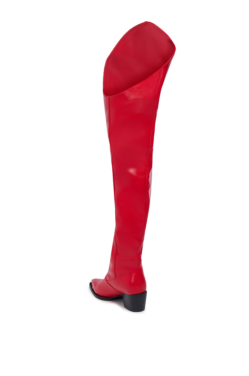 AZALEA WANG RIA OVER THE THIGH WESTERN BOOT IN RED