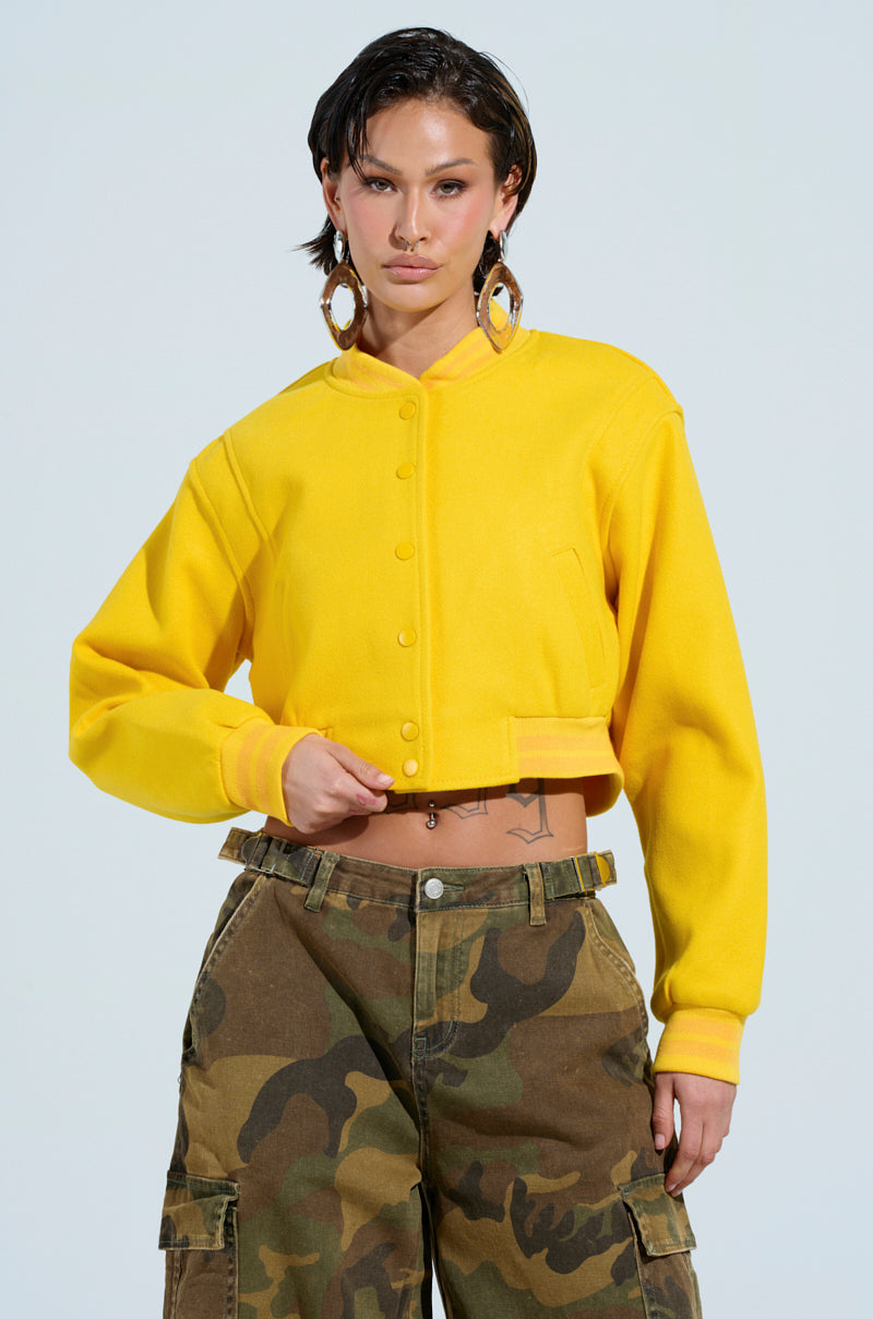 DAVIS EVERYDAY VARSITY BOMBER IN YELLOW